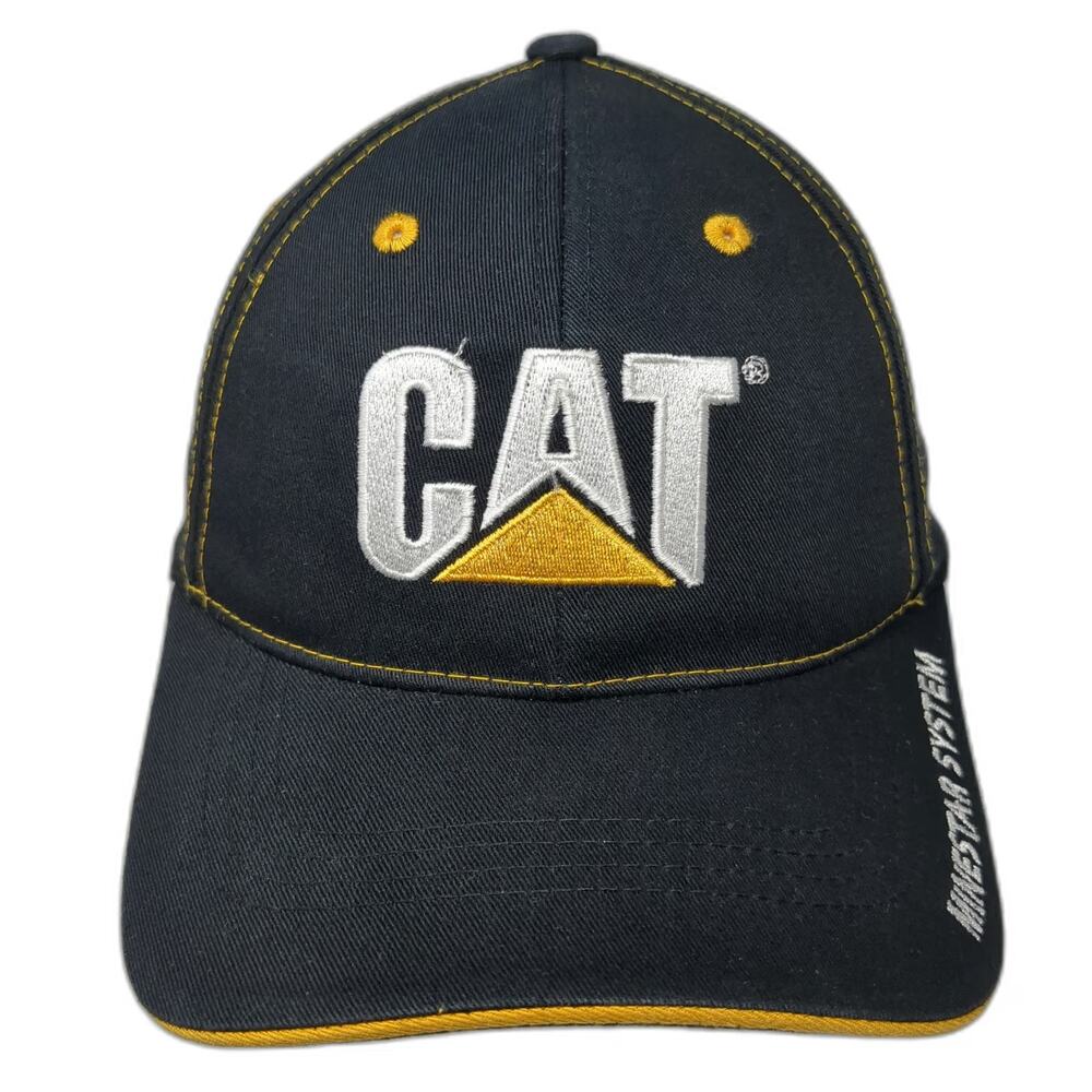 Caterpillar CAT MineStar System Black Baseball Cap One Size Yellow Stitching Hat